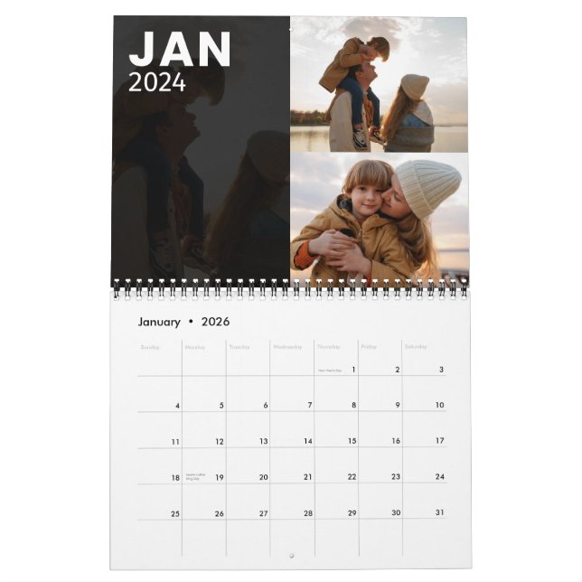 2024 Foto-Kalender für moderne Graufamilien Kalender (Jan 2026)