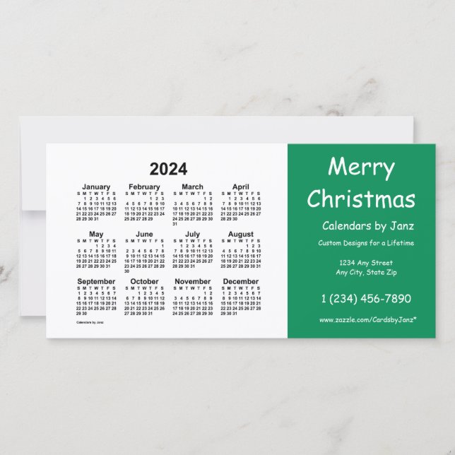 2024 Frohe Weihnachtskalender von Janz Green Feiertagskarte (Vorderseite)
