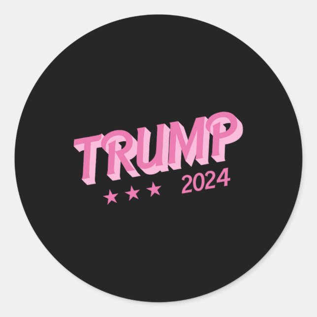 2024 - Funny Donald Trump Pink Bubble Letters Runder Aufkleber (Vorderseite)