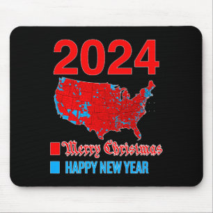 2024 Genaue Wahlkarte Frohe Weihnachten Frohes Neu Mousepad