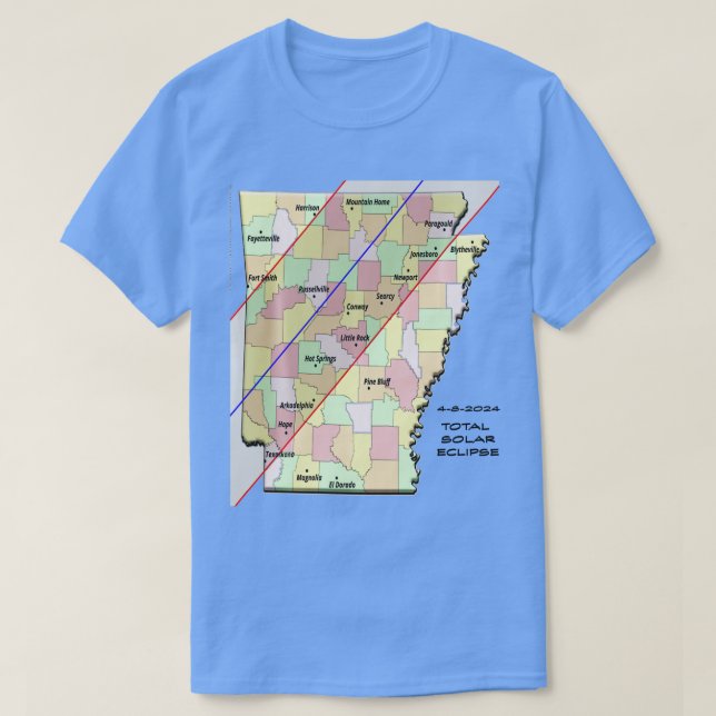 2024 Gesamter Solar Eclipse Arkansas Path 8. April T-Shirt (Design vorne)