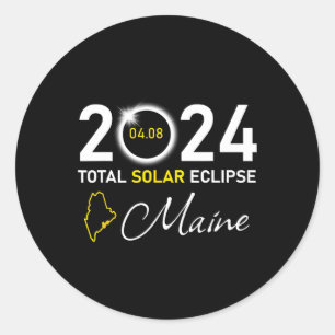 2024 Gesamter Solar-Eclipse-Maine-Staat Runder Aufkleber