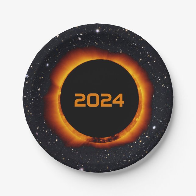 2024 Gesamter Sonnenstuhl Datum Starry Sky Pappteller (Vorderseite)