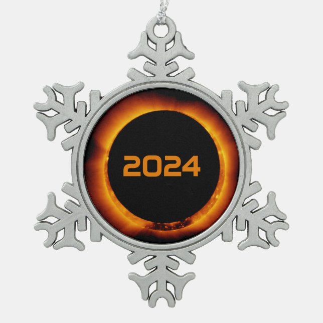 2024 Gesamter Sonnenstuhl Datum Starry Sky Schneeflocken Zinn-Ornament (Vorderseite)
