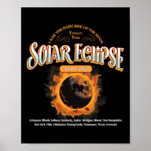 2024 Gesamtsolarausschnitt 8. April Pfad des Eclip Poster