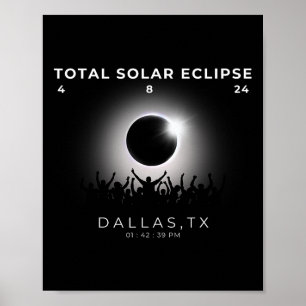 2024 Gesamtsolare Totalität Dallas Texas Wat Poster