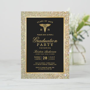 2024 Gold Medical Nursing School Graduation Party Einladung