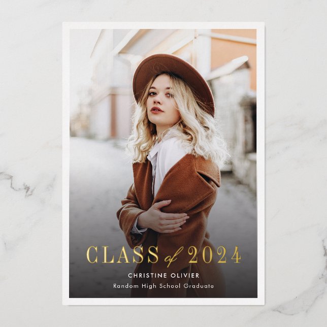 2024 Goldfoil Grad Foto Abschluss Ankündigung (Vorderseite)
