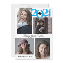 2024 GRAD Moderner 5-Foto Collage Blue Abschluss