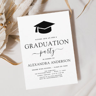 2024 Graduierungsparty Moderne Elegant Schwarz-wei Einladung