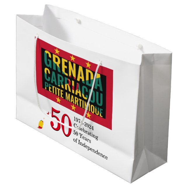 2024 GRENADIAN 50 Jahre Unabhängigkeit Große Geschenktüte (Vorderseite Schrägansicht)