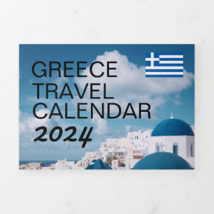 2024 Griechenland Reisekalender mit griechischen F Dreifach-gefaltete Programmkarte