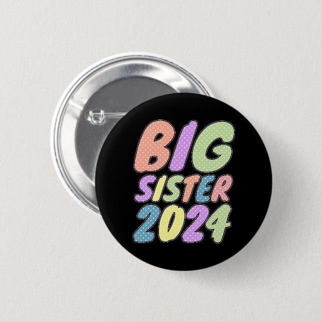 2024 Große Schwester Girly Dots Button (Vorne & Hinten)