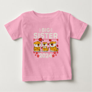 2024 Große Schwester Tiger Liebe Herz Baby T-shirt
