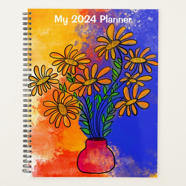 2024 Hard Cover Floral Spiral Planner Planer (Vorderseite)