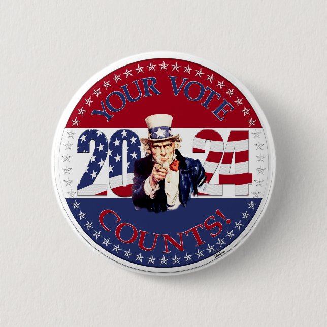 2024 Ihre Stimme zählt Uncle Sam Button (Vorderseite)