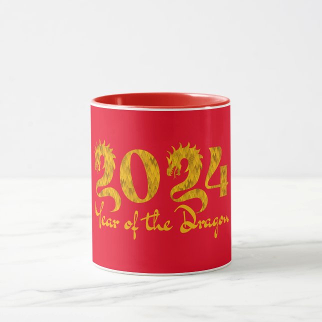 2024 JAHR DER DRAGONGOLD TASSE (Zentrum)