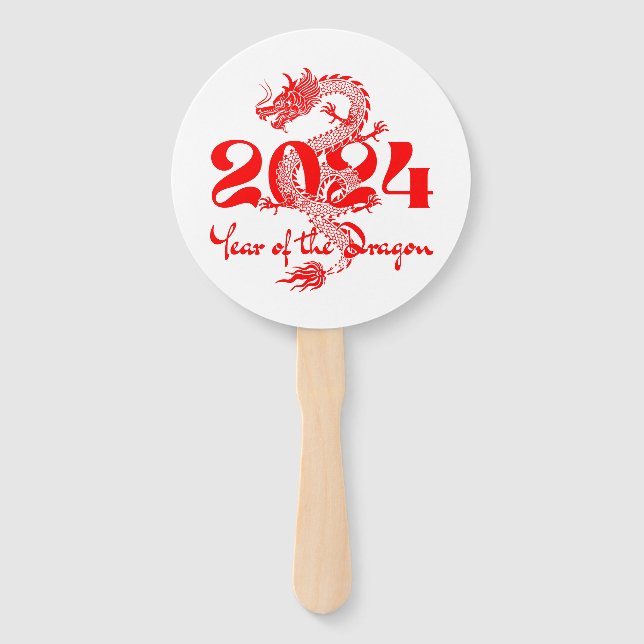 2024 Jahr des chinesischen Drachen-Neujahrs Fächer (Vorderseite)