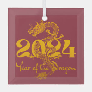 2024 Jahr des chinesischen Drachen-Neujahrs Ornament Aus Glas