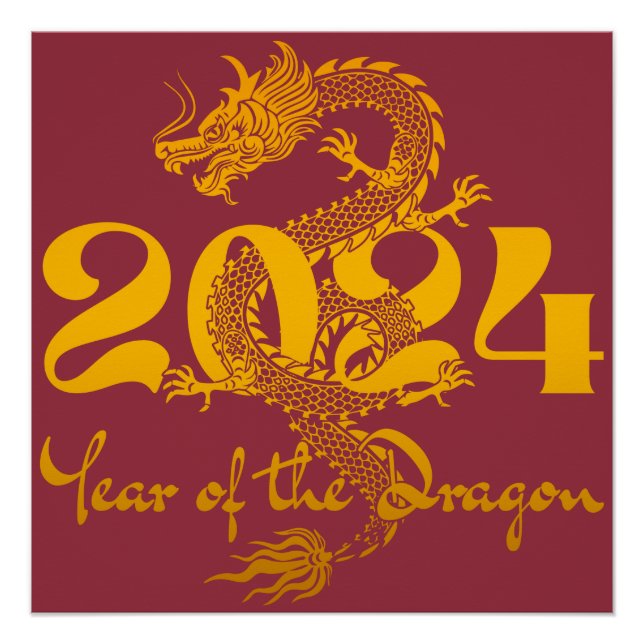 2024 Jahr des chinesischen Drachen-Neujahrs Poster (Vorderseite)