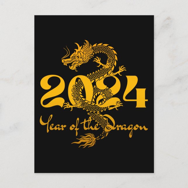 2024 Jahr des chinesischen Drachen-Neujahrs Postkarte (Vorderseite)