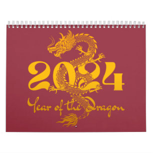 2024 Jahr des Drachen Chinesisches Neujahr Kalender