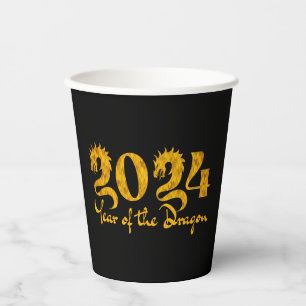 2024 JAHR DES DRACHEN GOLD PAPPBECHER