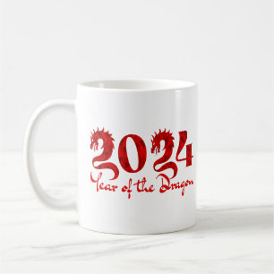 2024 JAHR DES DRACHEN ROT KAFFEETASSE