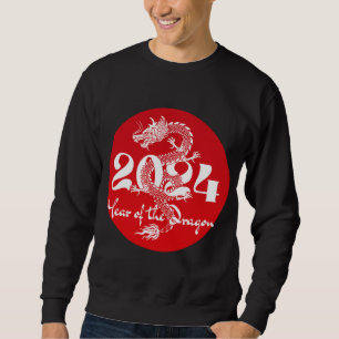 2024 Jahr des Drachen rot weiß Sweatshirt