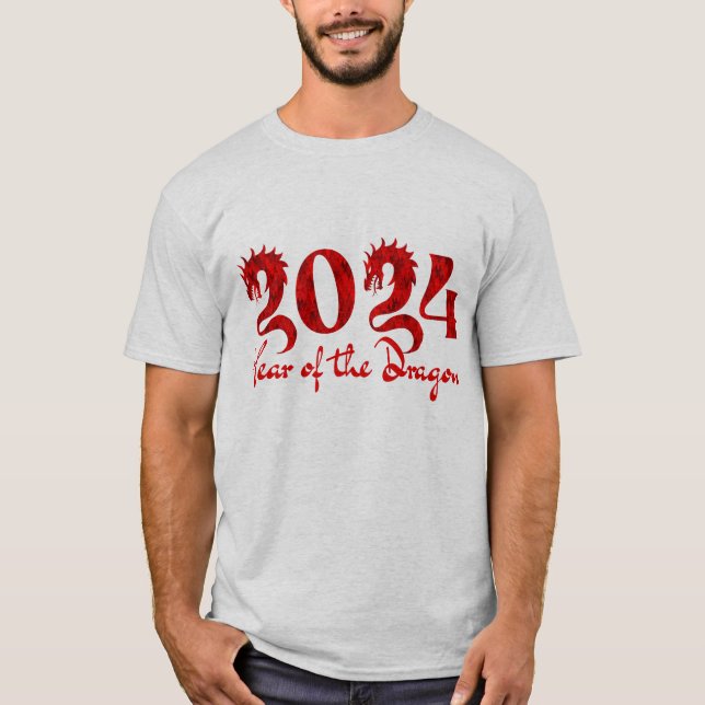 2024 JAHR DES DRAGONS ROT T-Shirt (Vorderseite)