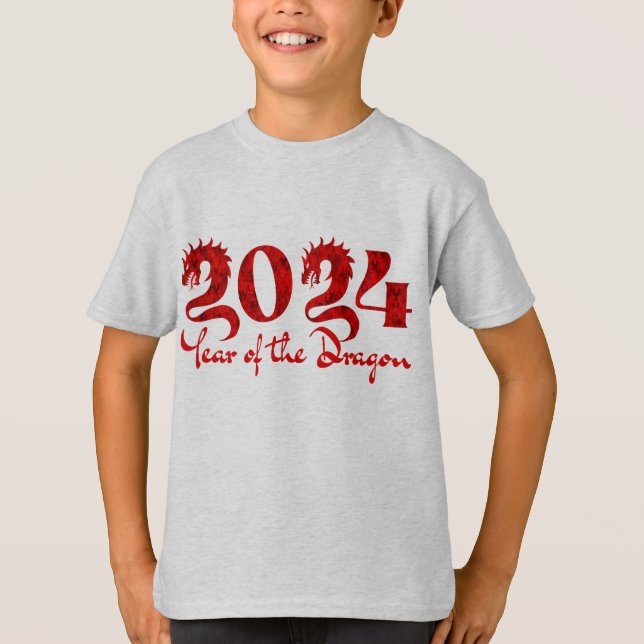 2024 JAHR DES DRAGONS ROT T-Shirt (Vorderseite)