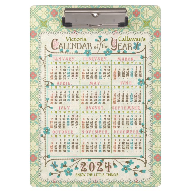 2024 Jahre Kalender Viktorianisch Jugendstil | Ben Klemmbrett (Vorderseite)