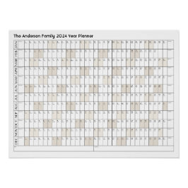 2024-Jahres-Planer, Familienname Office-Kalender Poster