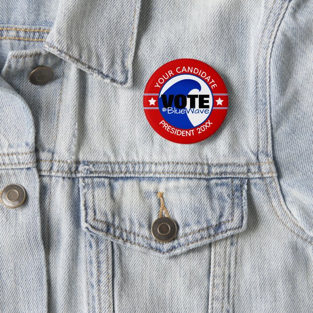 2024 JEDES KANDIDATEN Blaue Welle | Muster für die Button (Beispiel)