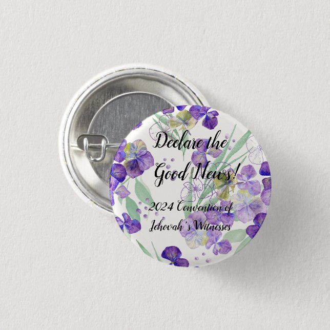 2024 JW Convention Hydrangea petals customize Button (Vorne & Hinten)