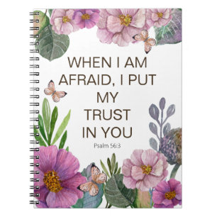 2024 JW Jahr Text Psalm 56:3 Blume Schmetterling Notizblock
