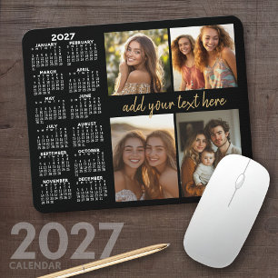 2024 Kalender - 4 Foto-Collage moderne Schrift Tex Mousepad