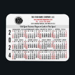 2024 Kalender Benutzerdefinierter Firmenname Weiß  Magnet<br><div class="desc">Diese beruflich aussehenden 2024 Kalender-Magnete eignen sich perfekt für Ihr Firmenbüro-Branding und Ihr Marketing. Sie haben mutige Zahlen in Schwarz und Rot in Weiß. Darüber hinaus markieren Sie Ihr Unternehmen mit Ihrem Firmenlogo, Firmennamen, Website, Telefon, Adresse und einem Slogan. Diese einfachen, praktischen Kalender Magnete sind perfekt für Ihr Büro oder...</div>