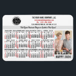 2024 Kalender Benutzerfreundliches Foto für Firmen Magnet<br><div class="desc">Diese beruflich aussehenden 2024 Kalender-Magnete eignen sich perfekt für Ihr Firmenbüro-Branding und Ihr Marketing. Sie haben mutige Zahlen in Schwarz und Rot in Weiß. Darüber hinaus markieren Sie Ihr Unternehmen mit Ihrem Firmenlogo, Firmennamen, Website, Telefon, Adresse und einem Slogan. Fügen Sie rechts neben dem Kalender ein vertikales Foto hinzu. Sie...</div>