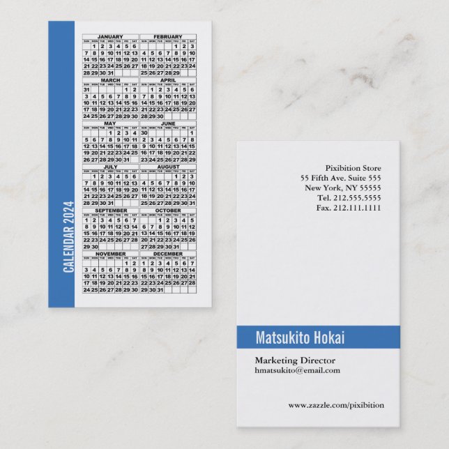 2024 Kalender Digitale Visitenkarte Blue (Vorne/Hinten)