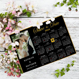 2024 Kalender: Elegantes Script-Foto Save the Date Magneteinladung