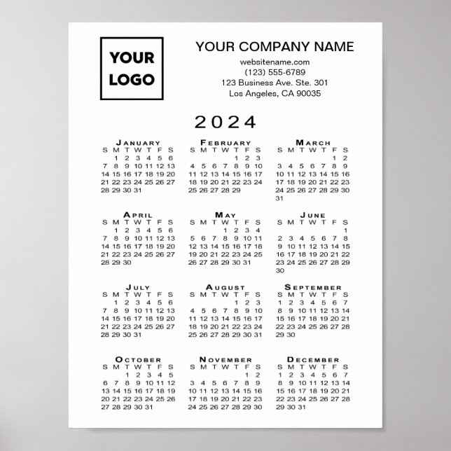 2024 Kalender - Firmenlogo und Text Poster (Vorne)