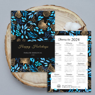 2024 Kalender - Floral Business-Logo-Weihnachtskar Einladung