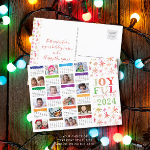 2024 Kalender Foto Collage Weihnachten & Neues Jah Postkarte