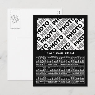 2024 Kalender Foto schwarze Postkarte hinzufügen