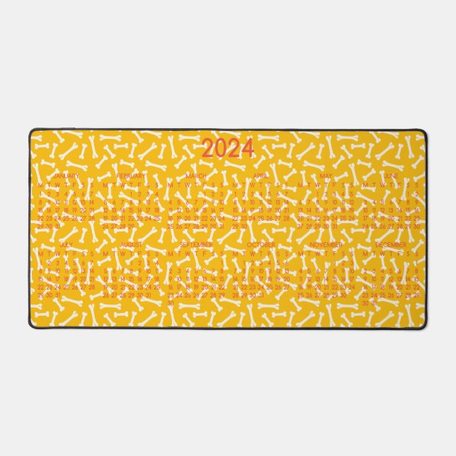 2024 Kalender Hundenknochen Designmuster Schreibtischunterlage (Vorderseite)