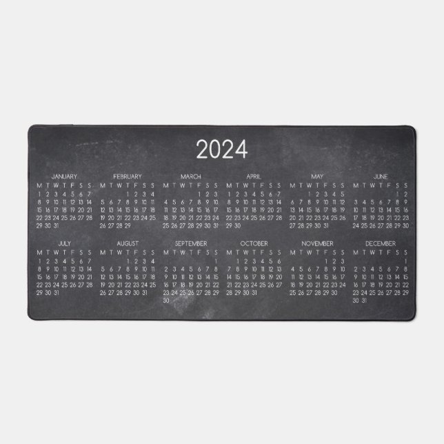 2024 Kalender Lehrer Leere Chalkboard Design Schreibtischunterlage (Vorderseite)