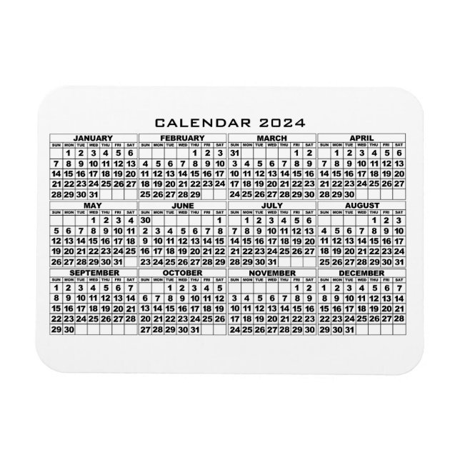 2024 Kalender Magnet Weiß (Horizontal)