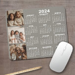 2024 Kalender mit 3 Fotocollage - taupe Mousepad<br><div class="desc">Eine 3-Foto-Collage mit einem Kalender 2024. Ein lustiger Gegenstand für das neue Jahr. Fügen Sie diesem Design 3 quadratische Fotos hinzu.</div>