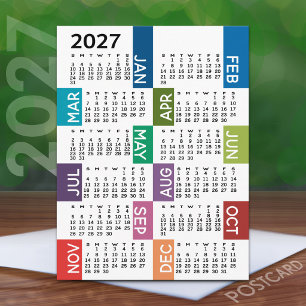 2024 Kalender mit verrückten farbenfrohen Monaten Postkarte